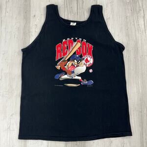 Vintage 1996 Boston Red Sox Looney Toons Tasmanian Devil Graphic Print Tank Top